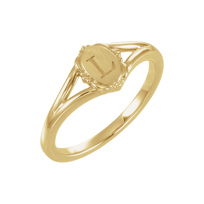Vintage inspired 14K yellow gold signet ring