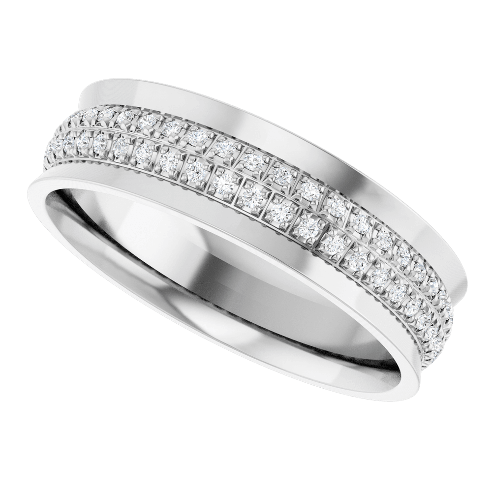 White Gold Diamond Wedding Band with VS Clarity Diamonds