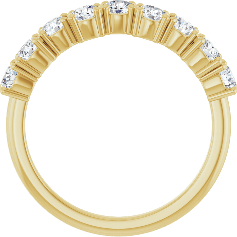 Close-up of the round lab-grown diamonds on the Aurielle white gold band