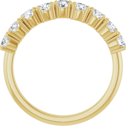 Close-up of the round lab-grown diamonds on the Aurielle white gold band