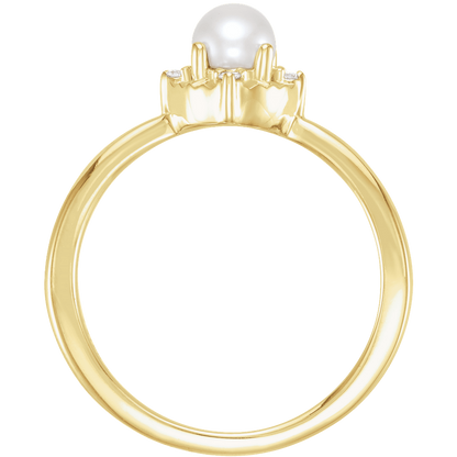 cultured pearl ring with natural diamond accents