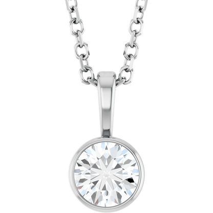 Élise bezel diamond necklace in 14K white gold, front view