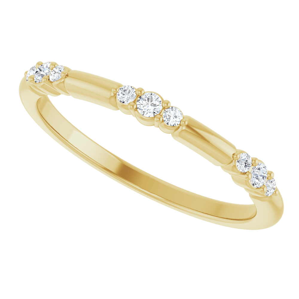 Angled view of the Élise 14K white gold diamond stacking ring