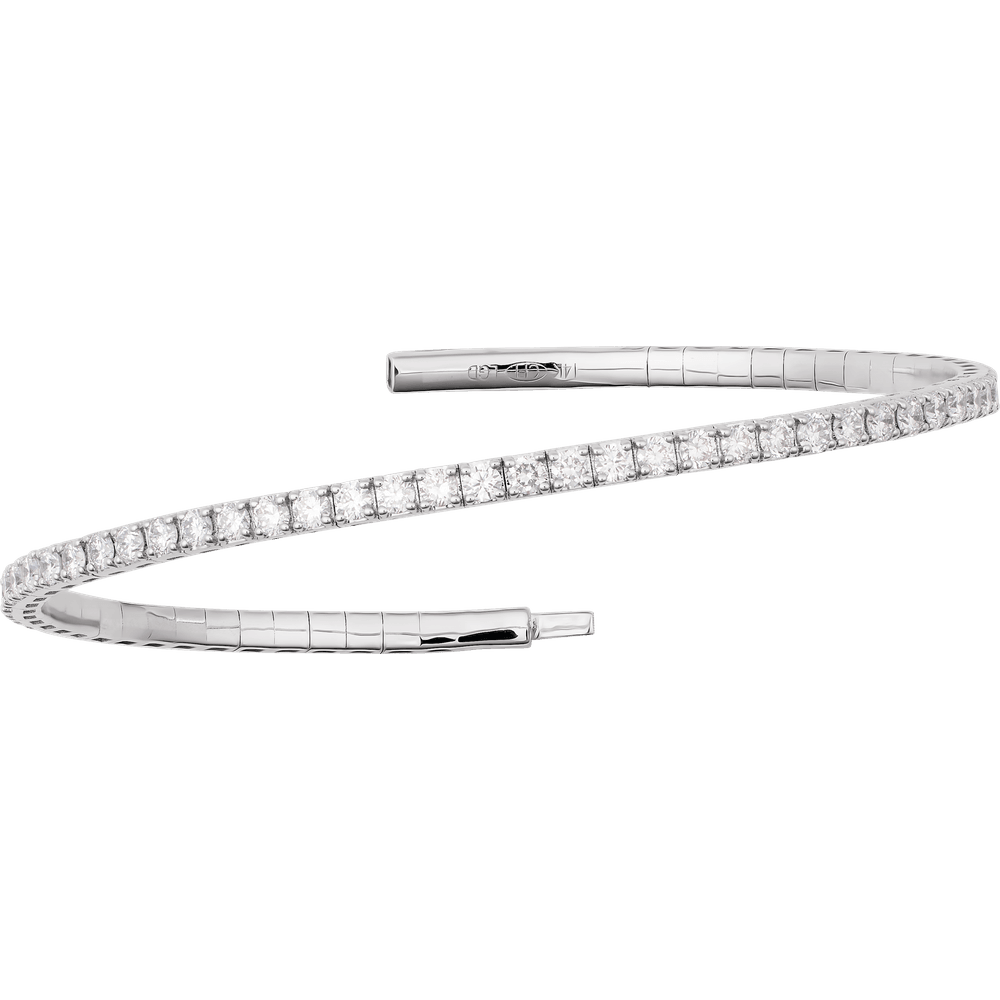 Étoile flexible diamond bangle in 14K white gold, front view