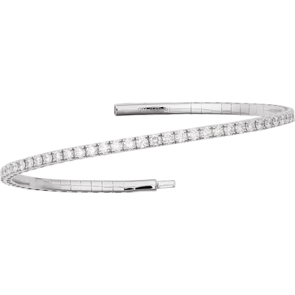 Étoile flexible diamond bangle in 14K white gold, front view