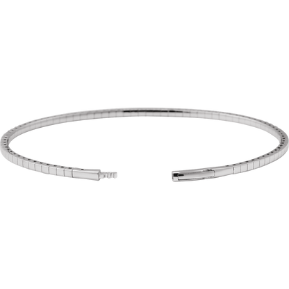 Side profile of the Étoile flexible diamond bangle in white gold