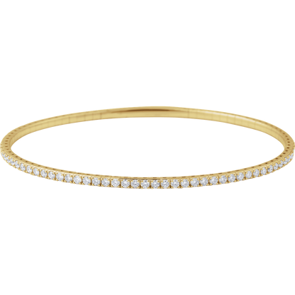 Angled view of the Étoile flexible diamond bangle in yellow gold