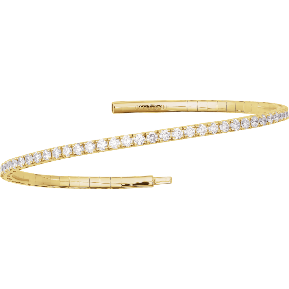 Étoile flexible diamond bangle in 14K yellow gold, front view