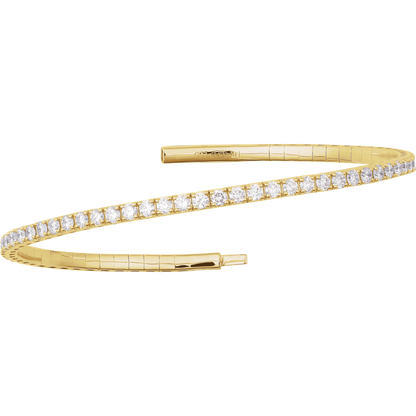 Étoile flexible diamond bangle in 14K yellow gold, front view