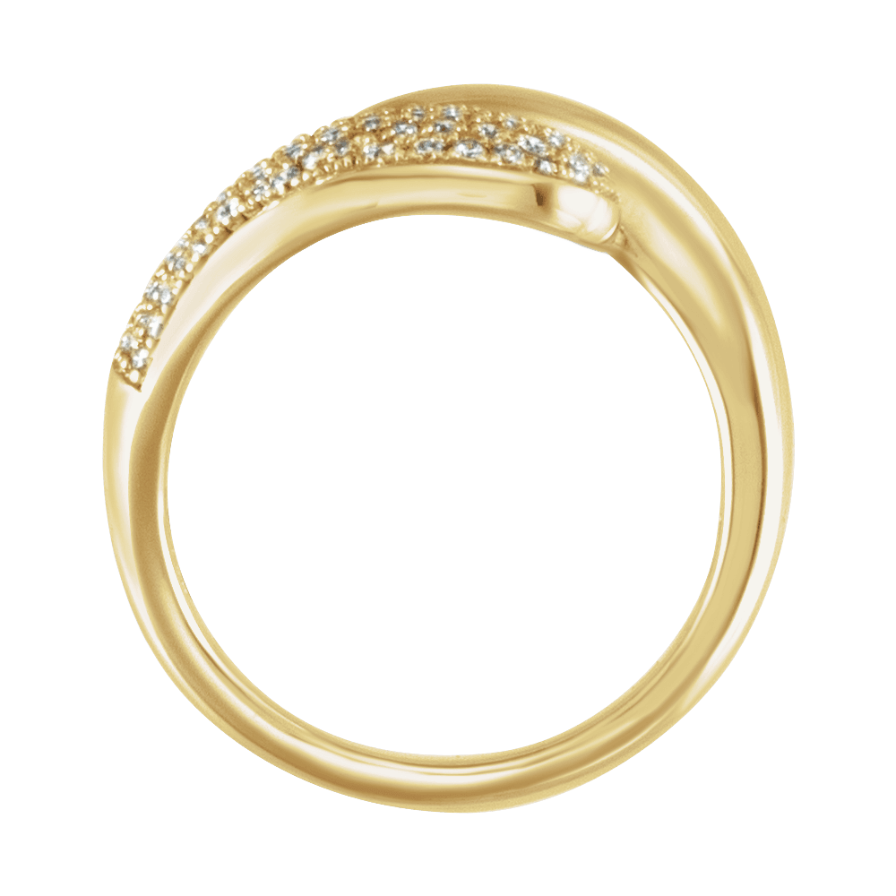 Top view of Guerilla Choice 14K yellow gold pavé diamond ring