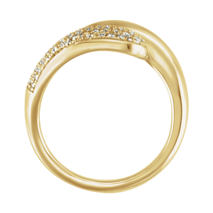 Top view of Guerilla Choice 14K yellow gold pavé diamond ring