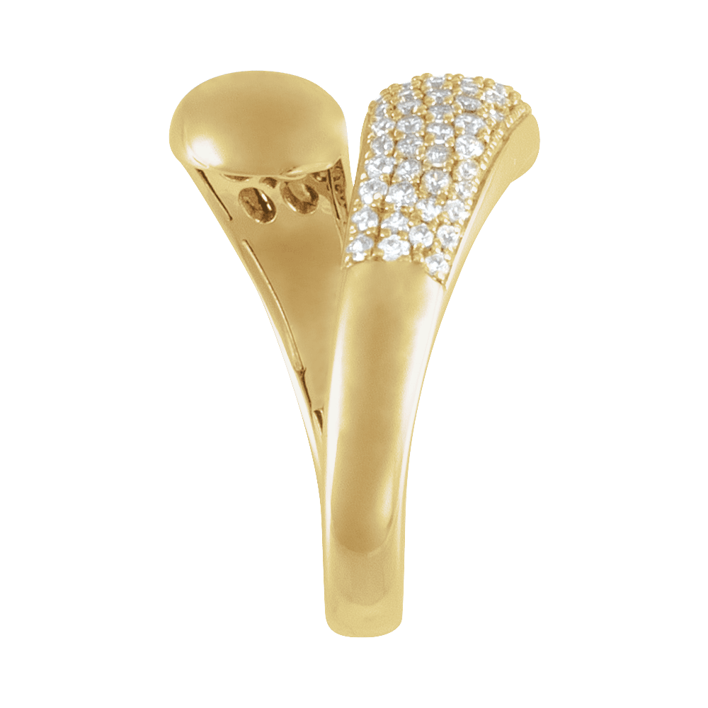 Top view of Guerilla Choice 14K yellow gold pavé diamond ring