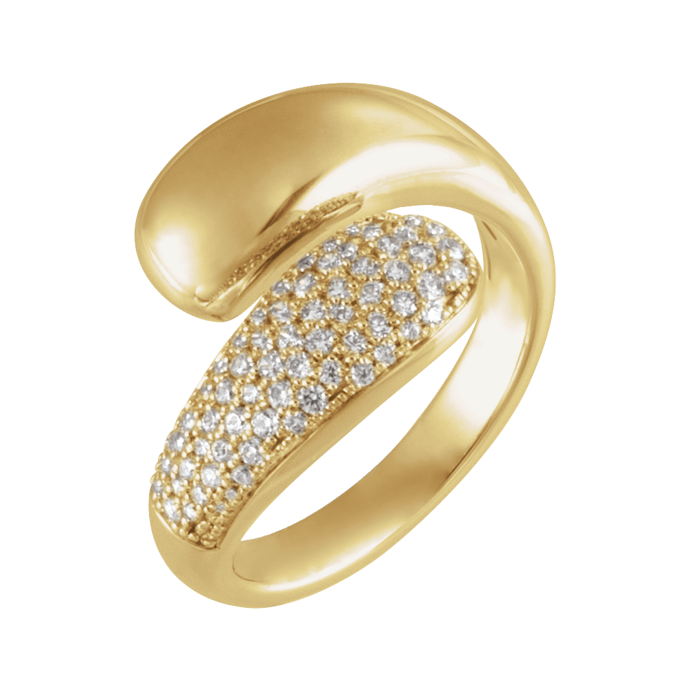 Front view of Guerilla Choice 14K yellow gold diamond statement ring