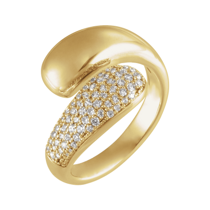Front view of Guerilla Choice 14K yellow gold diamond statement ring