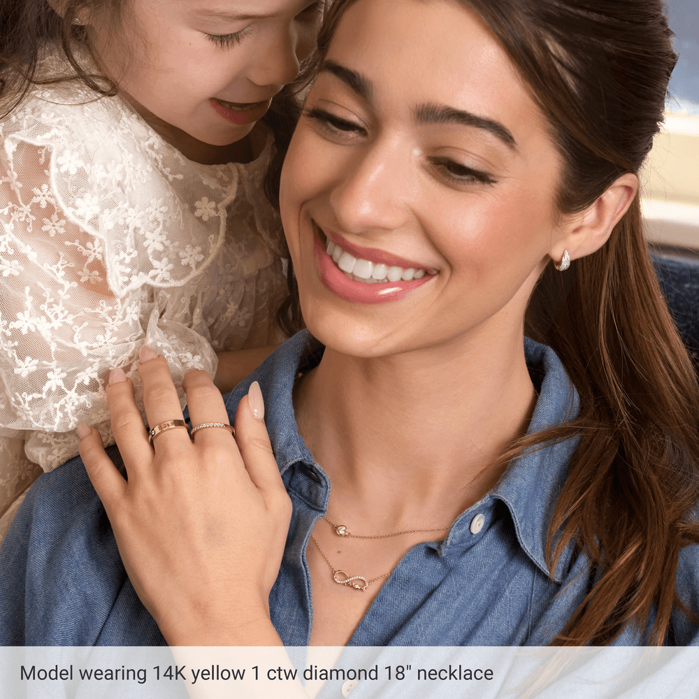 Lifestyle image featuring Guerilla Choice 14K white gold three stone diamond necklace