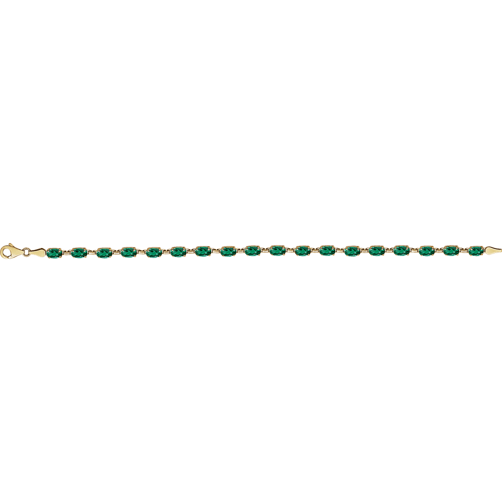 Profile view of Guerilla Choice 14K yellow gold oval emerald bracelet