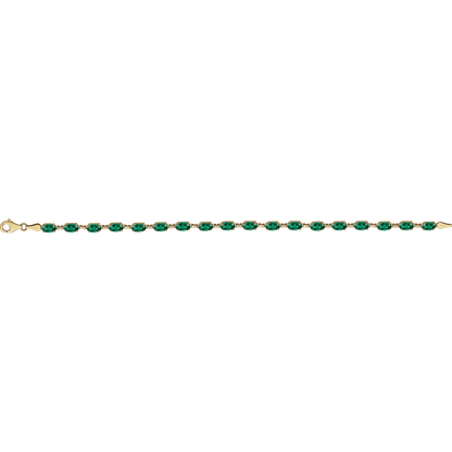 Profile view of Guerilla Choice 14K yellow gold oval emerald bracelet
