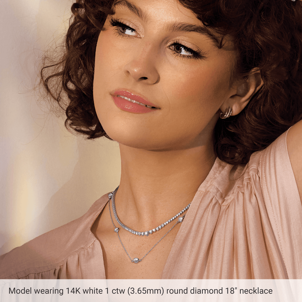 Luxury portrait featuring Guerilla Choice 14K white gold five stone diamond necklace