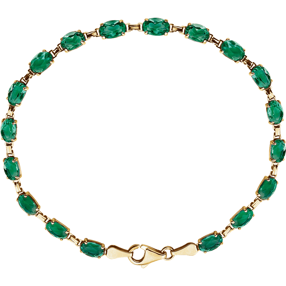 Front view of Guerilla Choice 14K yellow gold oval emerald bracelet