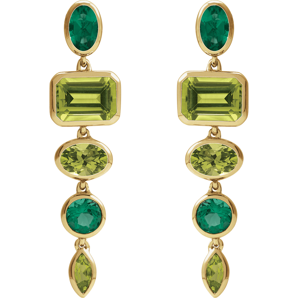 Side profile of Guerilla Choice 14K yellow gold peridot earrings