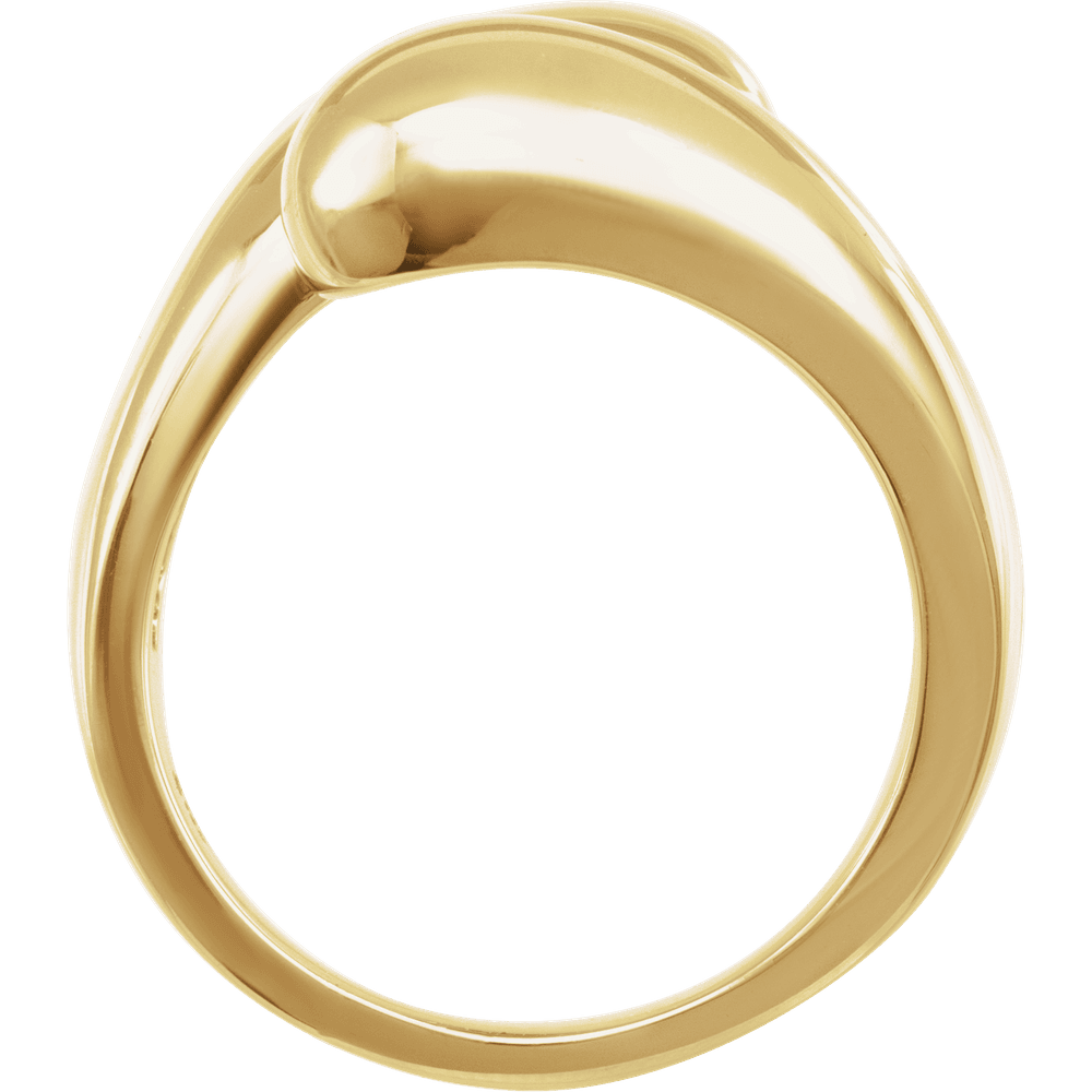 Side profile of Guerilla Choice sculptural statement ring in polished yellow gold