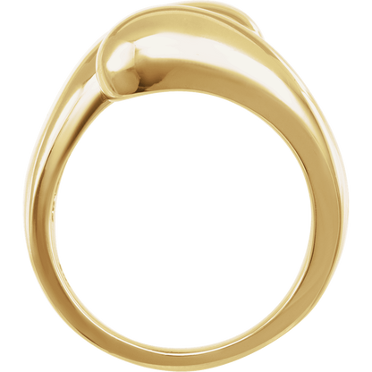 Side profile of Guerilla Choice sculptural statement ring in polished yellow gold