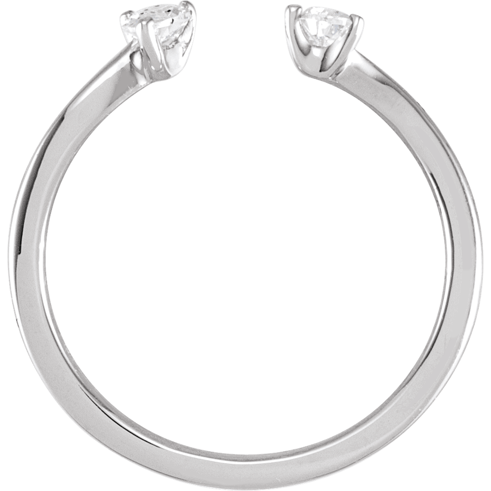 Top view of Guerilla Choice 14K white gold open diamond ring with pear-cut lab-grown diamonds