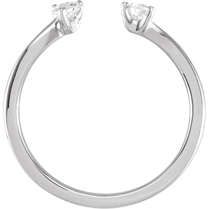 Top view of Guerilla Choice 14K white gold open diamond ring with pear-cut lab-grown diamonds