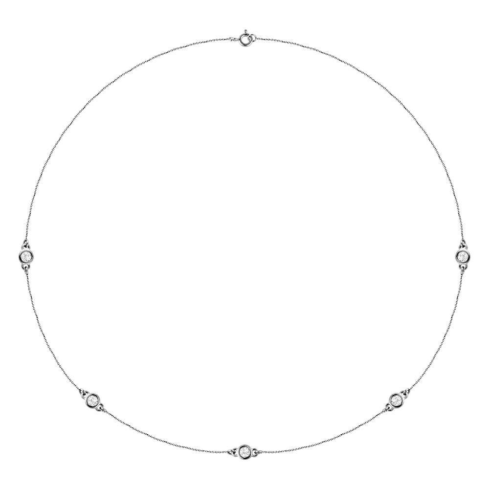 Lumière five-stone diamond station necklace in 14K white gold, top view
