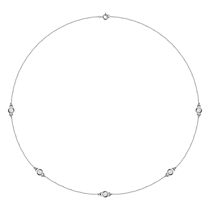 Lumière five-stone diamond station necklace in 14K white gold, top view