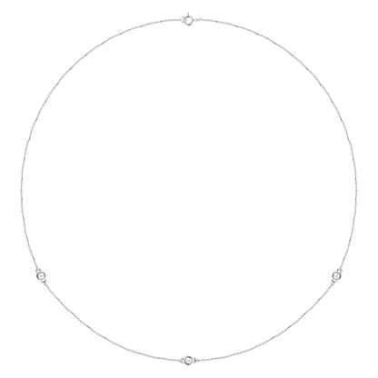 Lumière three-stone diamond station necklace in 14K white gold, front view