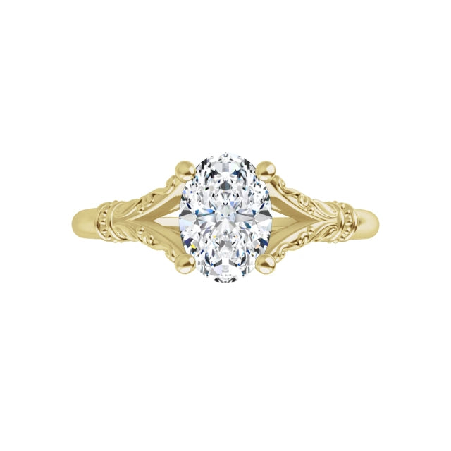 vintage oval engagement ring, 14K yellow gold engagement ring, 0.75 carat diamond ring, 3/4 ct oval diamond ring, 7x5mm oval engagement ring, oval solitaire engagement ring, lab grown oval diamond ring, natural oval diamond ring, vintage proposal ring, yellow gold diamond solitaire, classic oval engagement ring, antique inspired engagement ring, fine jewelry engagement ring, heirloom style diamond ring, custom oval diamond ring, luxury oval engagement ring