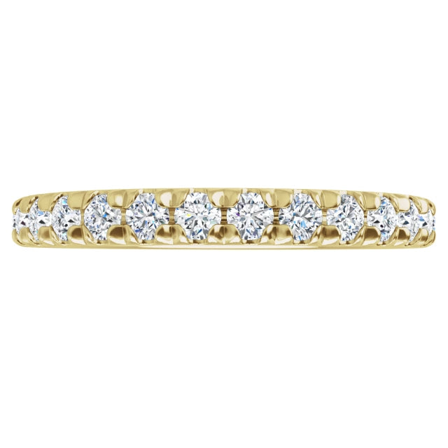 2mm French Set Diamond Eternity Ring / 14K Yellow Gold