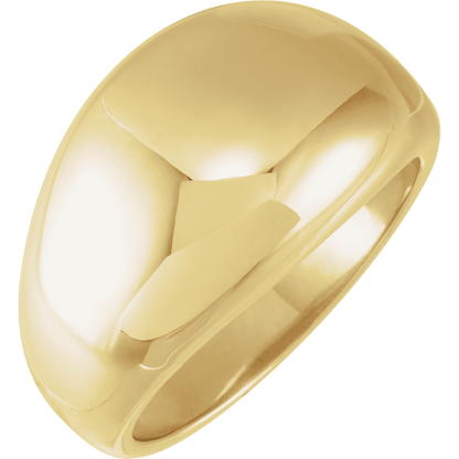 Riviera solid 14K gold dome ring, front view