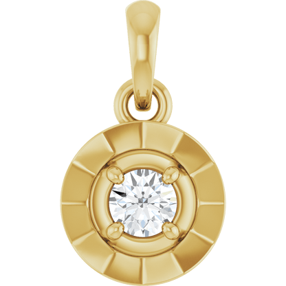 14K Yellow Gold Natural Diamond Solitaire Bezel Charm Pendant