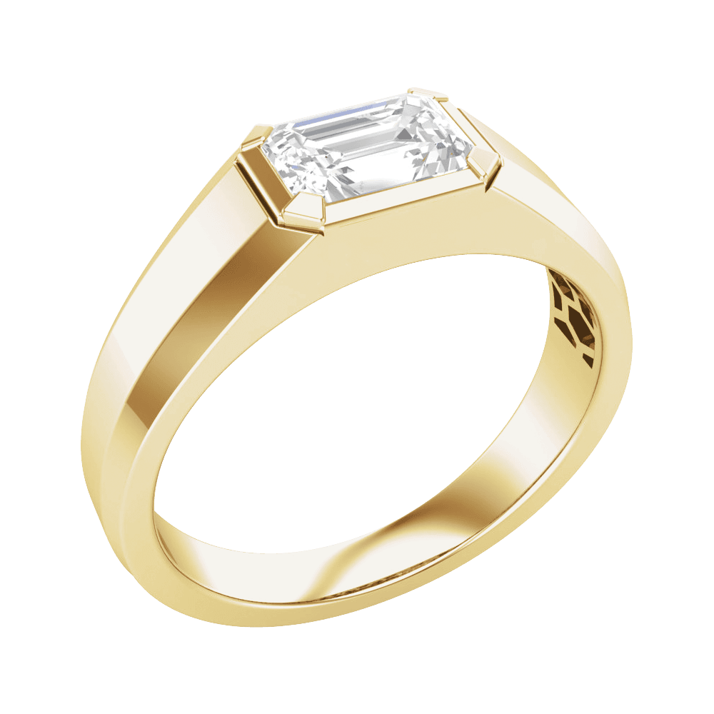Étienne 14K Yellow Gold 1 Carat Emerald-Cut Lab-Grown Diamond Ring with Bezel Setting