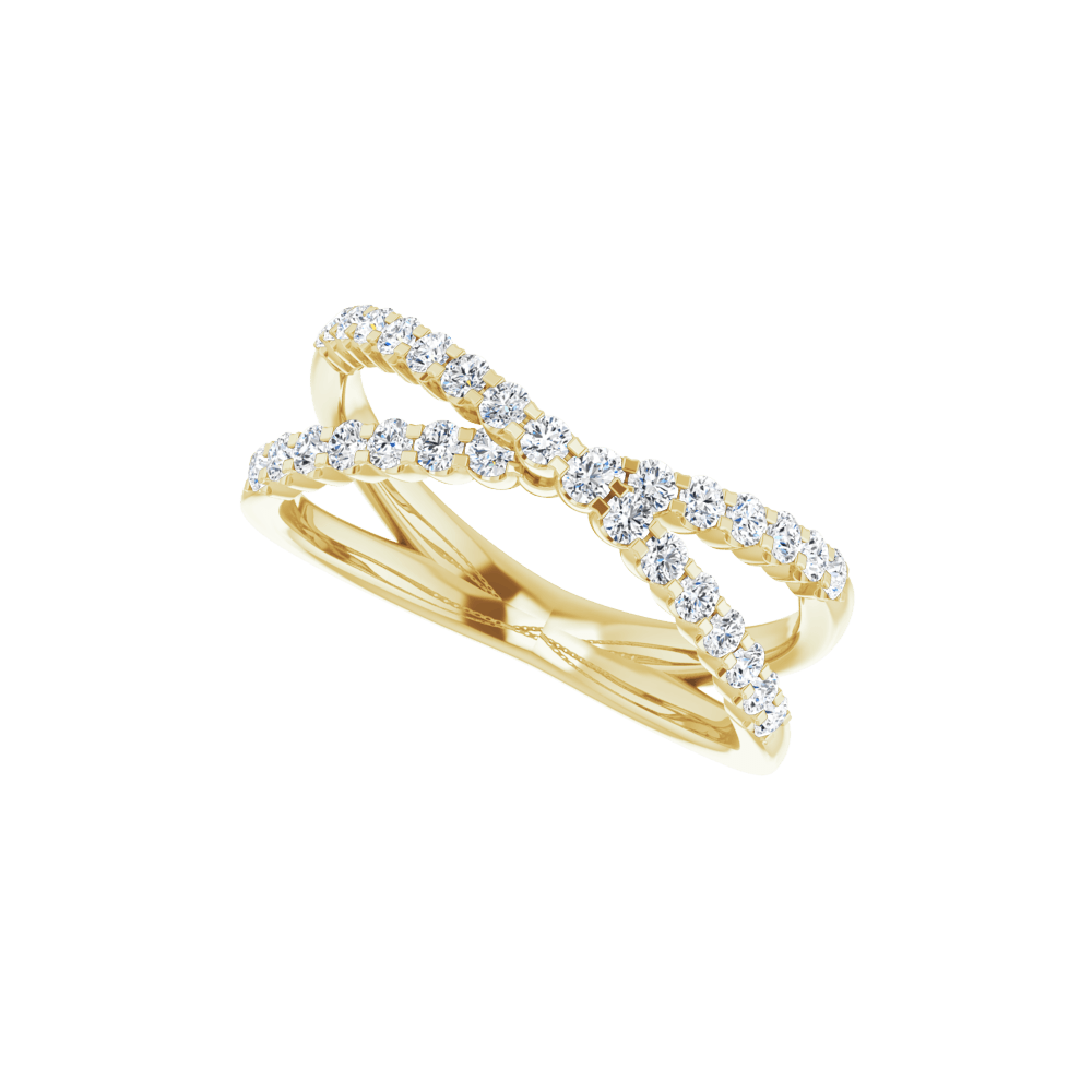 Valérie lab-grown diamond criss-cross ring in 14K white gold, front view