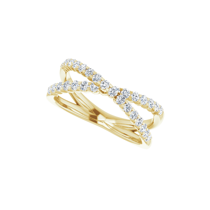 Valérie lab-grown diamond criss-cross ring in 14K white gold, front view
