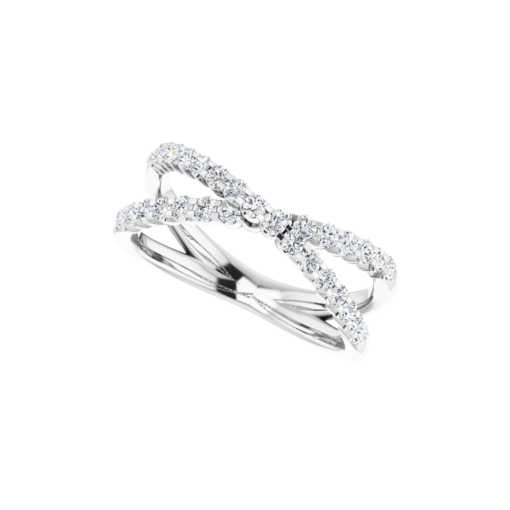 Valérie lab-grown diamond criss-cross ring in 14K yellow gold, front view