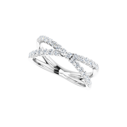 Valérie lab-grown diamond criss-cross ring in 14K yellow gold, front view
