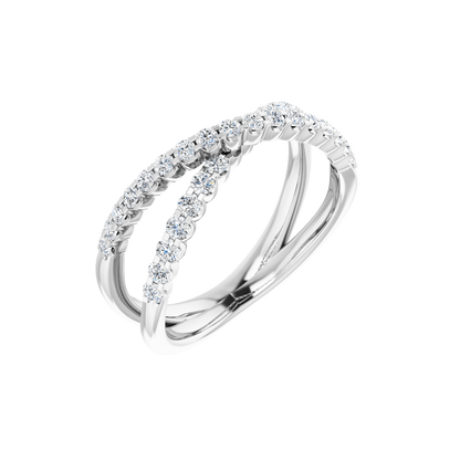 Side view of the Valérie 14K yellow gold lab-grown diamond criss-cross ring