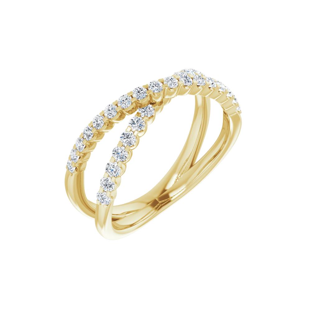 Side view of the Valérie 14K white gold diamond criss-cross ring