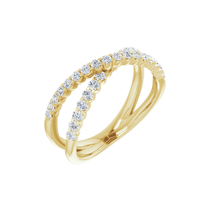 Side view of the Valérie 14K white gold diamond criss-cross ring