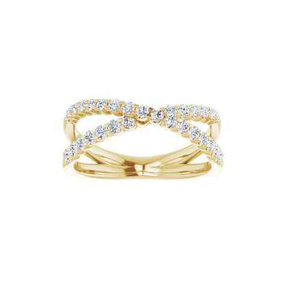 Angled view of the Valérie white gold diamond crossover ring