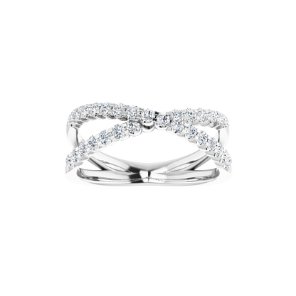 Angled view of the Valérie 14K yellow gold diamond crossover ring